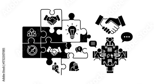 Strategic collaboration puzzle illustrating partnership, innovation, and synergistic business
