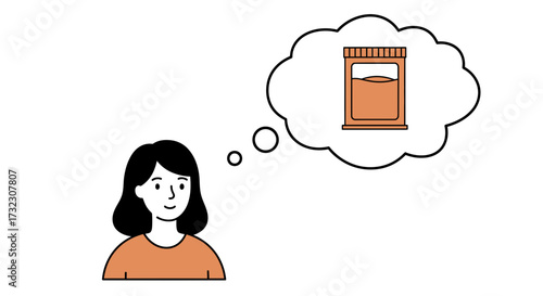 Woman envisions a sealed container, symbolizing preservation or a future project idea