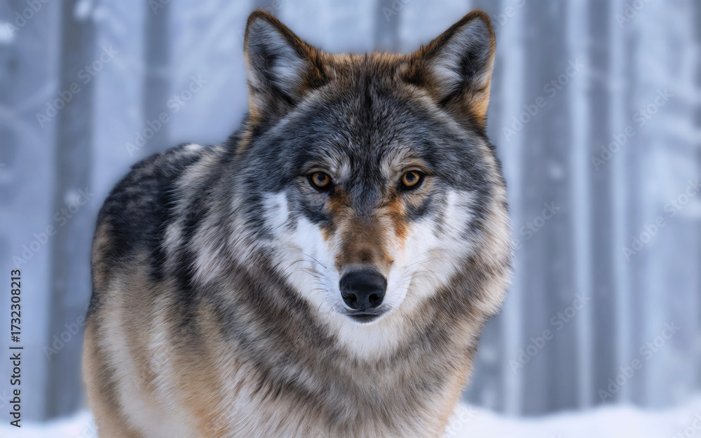 Naklejka premium Majestic Grey Wolf in the Snow