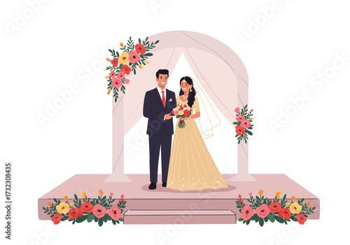 Wedding Bliss A Couple's Journey to Forever Under a Floral Archway