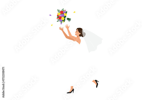 Bridal Toss A Bride Tossing a Bouquet During Her Wedding Celebration