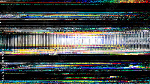 vhs glitch noise background. TV interference. TV screen texture. Signal problems. No signal.  Video rewind texture from a tape cassette. TVI. White noise. Stock Illustration