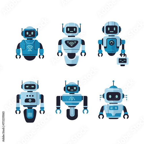 Robots Vector Illustration Set