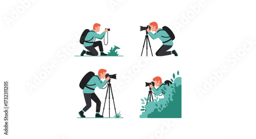 A photographer capturing moments with a professional camera and tripod outdoors.