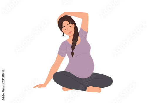 Pregnant woman seated stretching neck