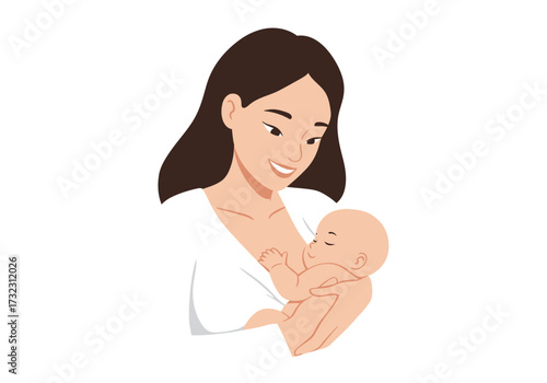Woman breastfeeding a sleeping baby