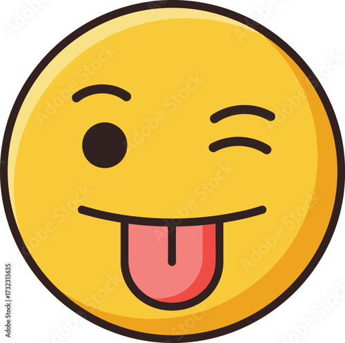 A yellow circular emoji with a winking eye and tongue sticking out, conveying playfulness.