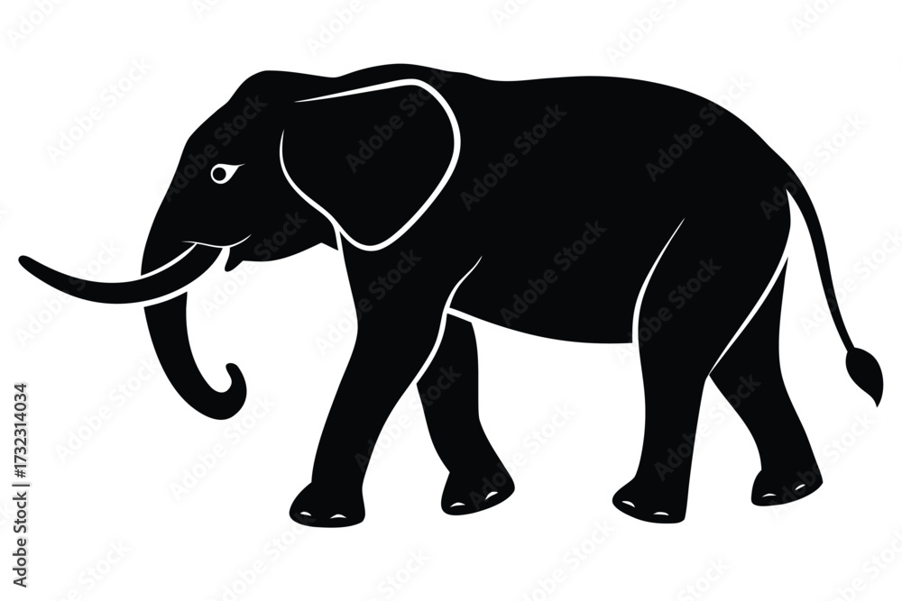 Fototapeta premium walking elephant vector icon silhouette