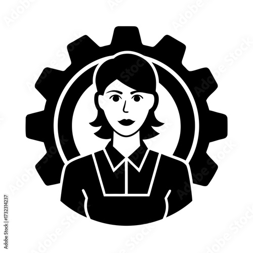 engineer woman vector art illustration.