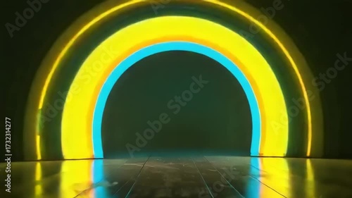 Vibrant rainbow archway colorful illuminated background for creative concepts