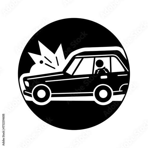 man in a car accident icon vector art illustration
