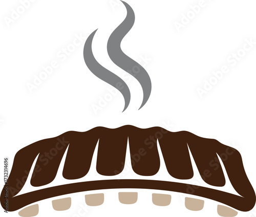 bbq rib rack silhouette vector, grilled rib bones food icon, smoked barbecue ribs illustration design