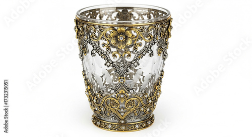 silver cup on white background