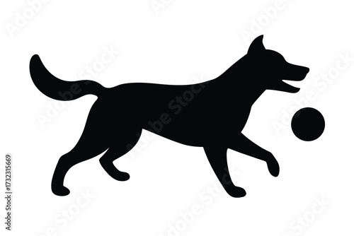 playing dog silhouette vector icon
