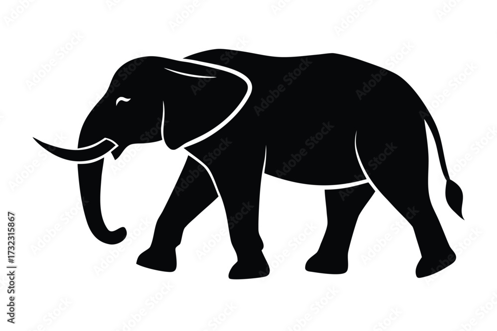 Fototapeta premium marching elephant vector icon silhouette