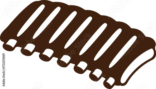 bbq rib rack silhouette vector, grilled rib bones food icon, smoked barbecue ribs illustration design