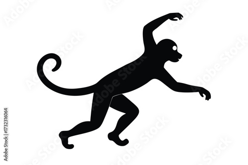 jumping monkey vector icon silhouette