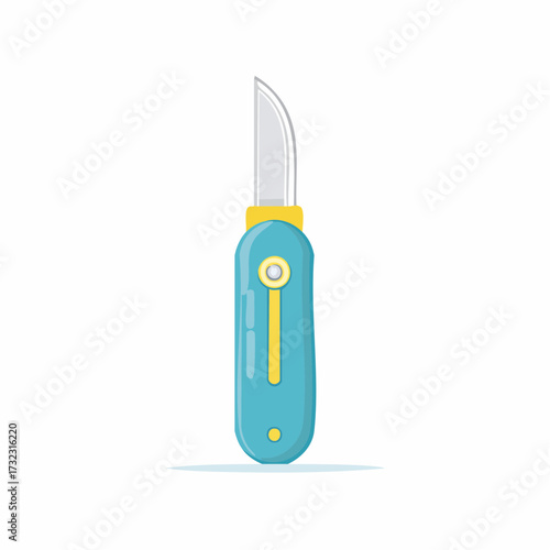 Clean Blue Retractable Utility Knife with Yellow Accents