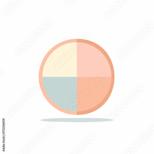 Round Compact Powder with Four Color Sections and Shadow