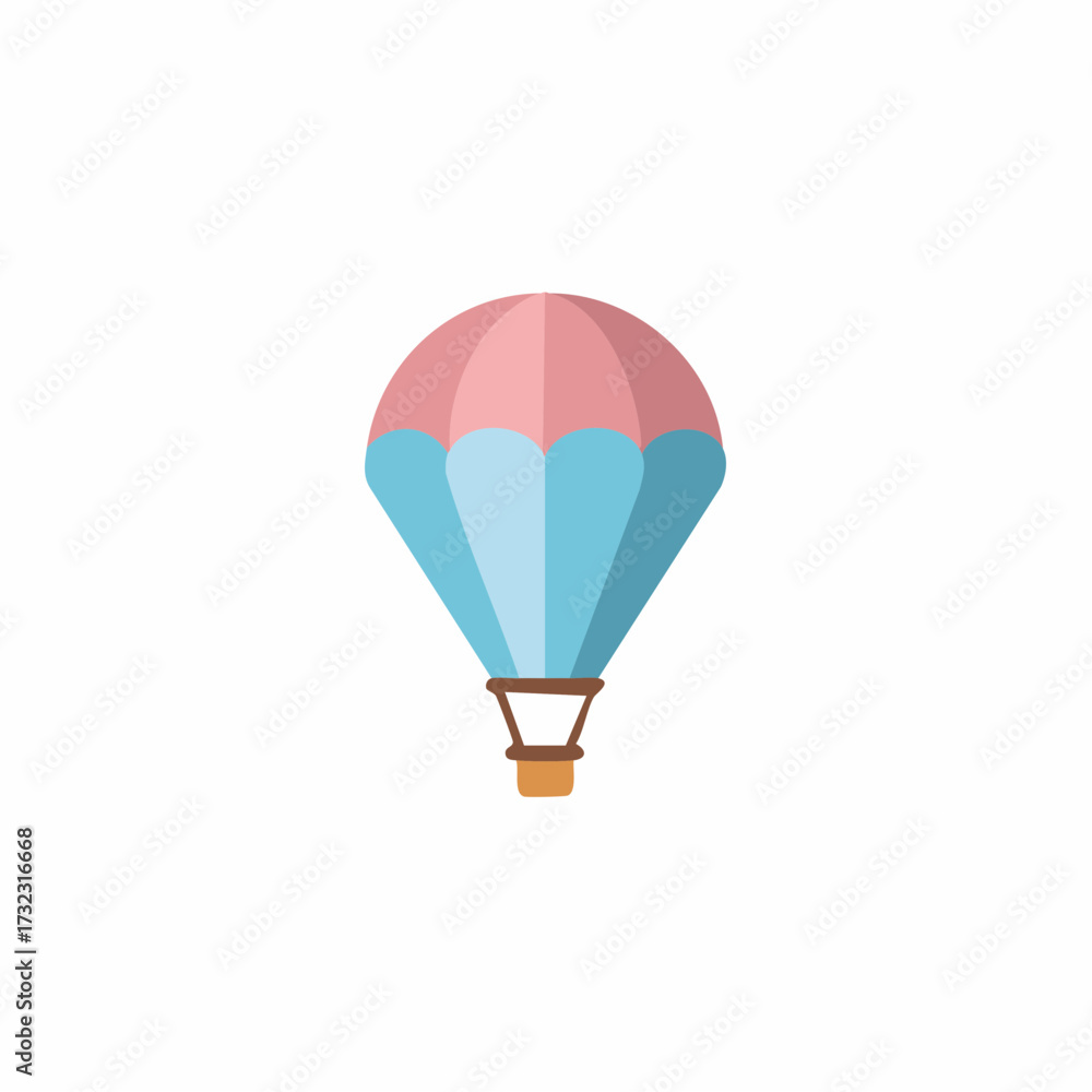 Obraz premium Vibrant Flat Design Hot Air Balloon Icon in Pink and Blue for Travel Adventure