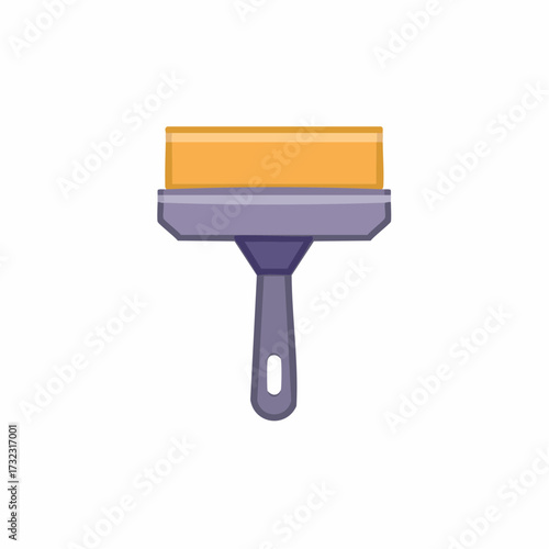 Paint brush with wooden handle cartoon vector illustration. Brush for coloring and painting surface, tool for art and house repairs