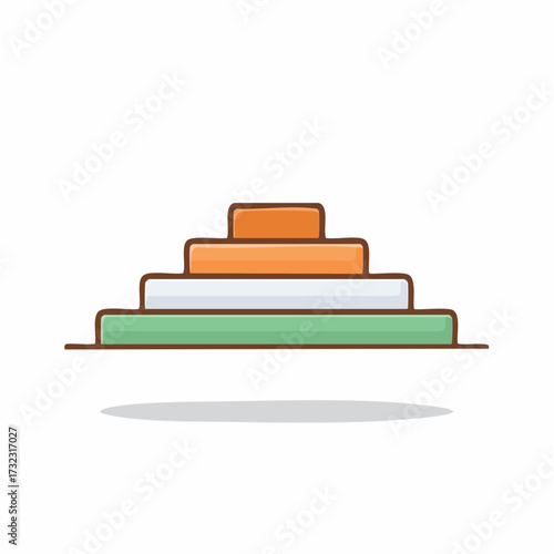 Tiered pyramid with orange white green flag colors symbolizing growth and national prosperity