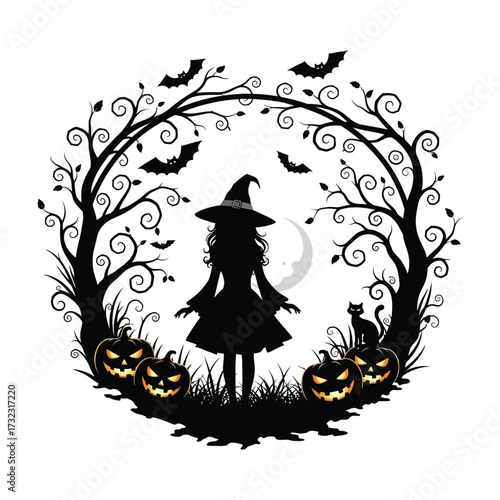 vector illustration of a halloween witch