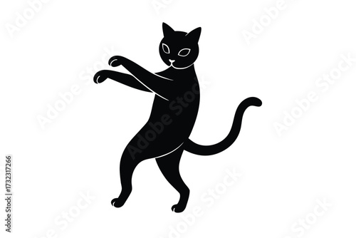 dancing cat silhouette vector icon
