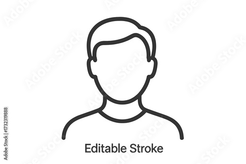 User profile line icon. Faceless person head silhouette. Anonymous avatar placeholder. Simple human bust for social media, app, web design. Minimalist man vector pictogram.