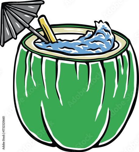 coconut and ocean waves illustration