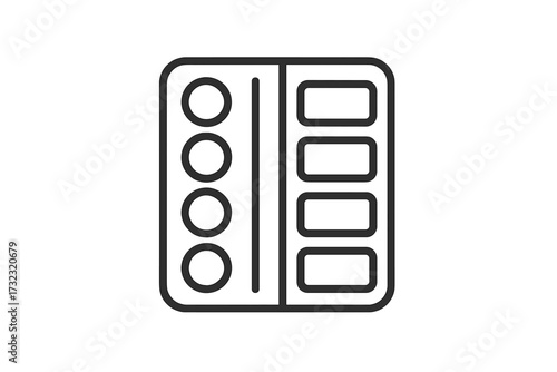 Watercolor paint palette line icon. Art school supplies for drawing and creativity. Artist tools symbol. Vector linear illustration for design, apps, web. Editable stroke pictogram.