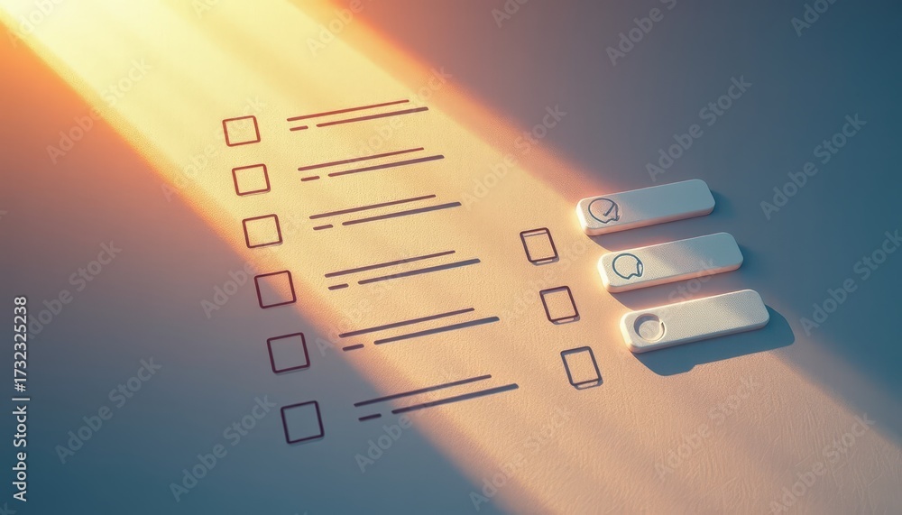 Obraz premium Minimalist Checklists with Golden Aerial Lighting