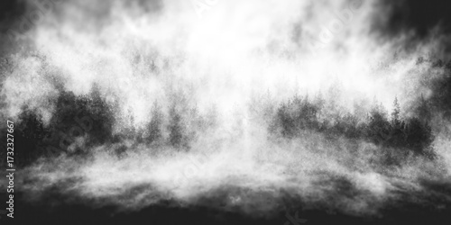 Bild auf Leinwand Ethereal cloudscape unfurls, showcasing textured wisps of smoke against a dusky