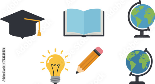 Education Graduation Learning School Study Vector Icons