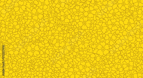 Dense floral pattern on yellow
