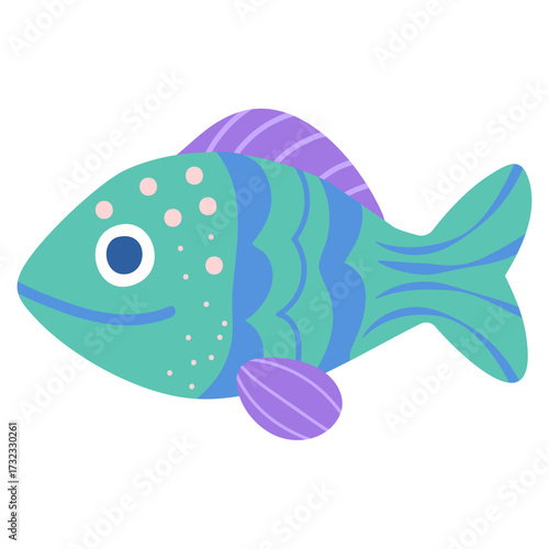 Green Blue Fish Cartoon