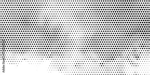 Grunge halftone gradient background. Faded grit noise texture. White and black sandy wallpaper. Retro pixelated backdrop. Anime or manga style comic overlay. Vector graphic design textured template