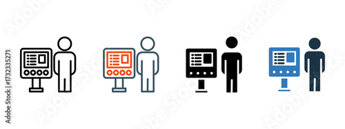 Kiosk multiple icon style vector illustration