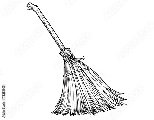 Detailed sketch of a broom