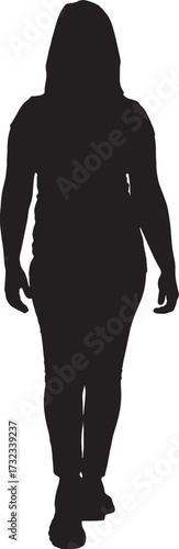 vector,silhouette of back view of a woman walking
