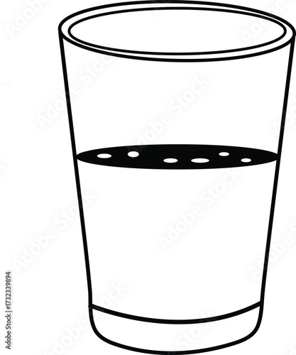 Minimalist Black and White Water Glass Illustration