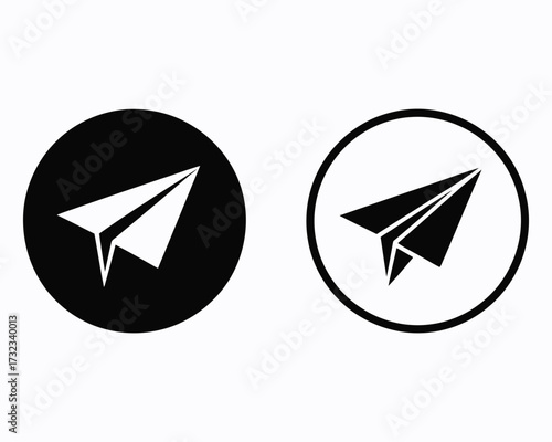 Paper Airplane Icon Set for Minimalist Social Media Profile Picture and Button Design Showing a Message or a Send Functionality
