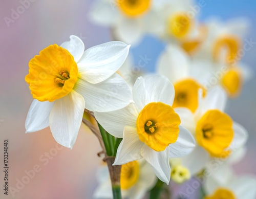 Wallpaper Mural Close-up of white daffodils with yellow centers Torontodigital.ca