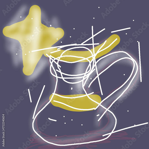 An abstract image of a jug in the starry sky.