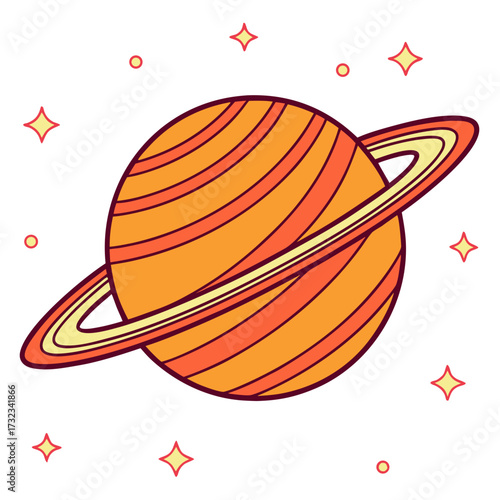 Vibrant illustration of a planet with a ring and stars, a cosmic exploration and the wonders of space
