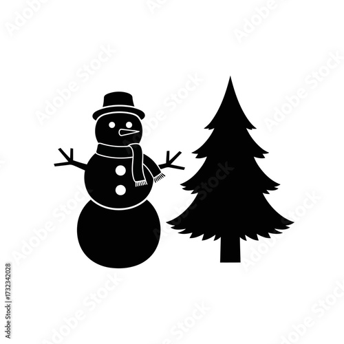 Vector illustration of christmas sublimation vector art of snowman and christmas tree