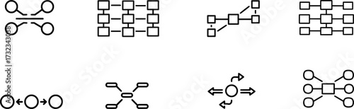 Line icons for connect, network, link, integration and cloud sync.