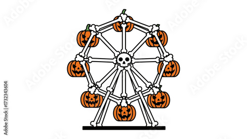 Halloween Ferris Wheel: A chilling Halloween design features a spooky ferris wheel crafted from bones, with grinning pumpkins replacing the usual carriages.