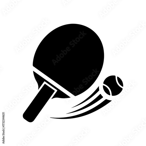 Flat Vector Table Tennis Paddle and Ball Motion Icon