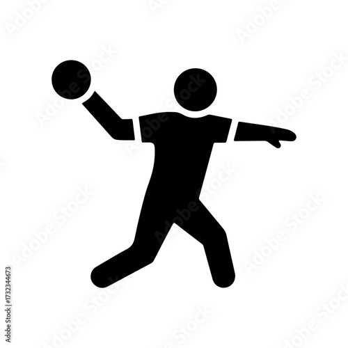 Minimalist Black Silhouette Vector Graphic of Player Throwing Ball
